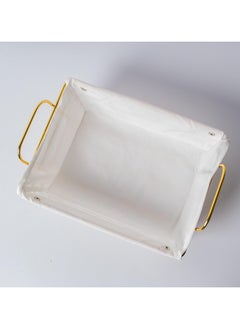 DubaiGallery Bread Basket for Table Bread Basket with Removable Fabric Lining Wire Bread Basket Rectangular Metal Serving Basket for Breads Roll Muffin Pastries Chips Snack, Gold/Cream  - Image 3