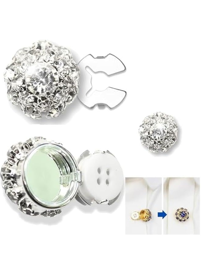 Rhinestone on Covers, on Covers for Women Blouses, Detachable Shirt on Clips ons Jewelry, Crystal Fancy ons for Clothing Decorative ons for Crafting, DIY (12PCS) A - Image 1