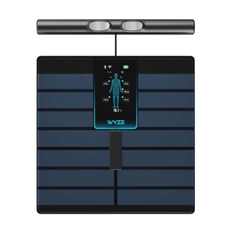 وايز سمارت سكيل ألترا بوديسكان (Wyze Smart Scale Ultra BodyScan) مزود بمقبض – ميزان ذكي لتحليل تركيب الجسم يدعم تقنيات الواي فاي (Wi-Fi) والبلوتوث (Bluetooth)، يقيس الوزن، مؤشر كتلة الجسم (BMI)، نسبة الدهون في الجسم، كتلة العضلات، بالإضافة إلى قياسات أخرى، سعة الوزن القصوى 400 رطل، اللون أسود. - Image 1