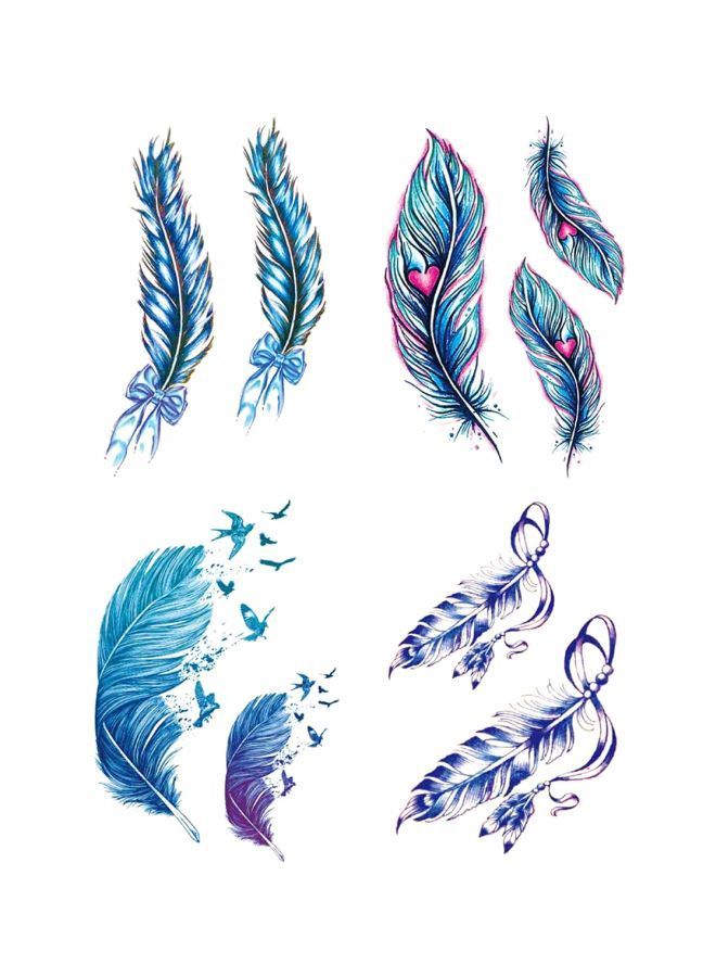 نيبمينينت 4 ملصقات تاتو وينشينتي بتصميم ريش . متعدد الألوان - Image 1