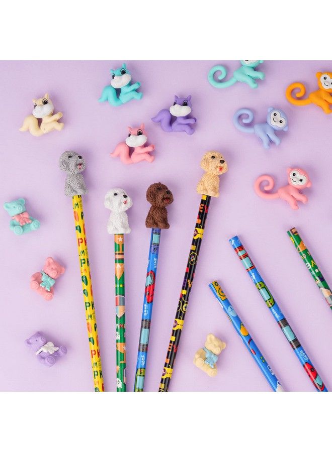 80 Pieces Cute Animal Eraser Dog Bear Monkey Squirrel Pencil Erasers Puzzle Eraser Toys Pencil Mini Erasers Novelty Top Erasers For Party Favors Classroom Rewards Prizes Carnival Gifts Mixed Color