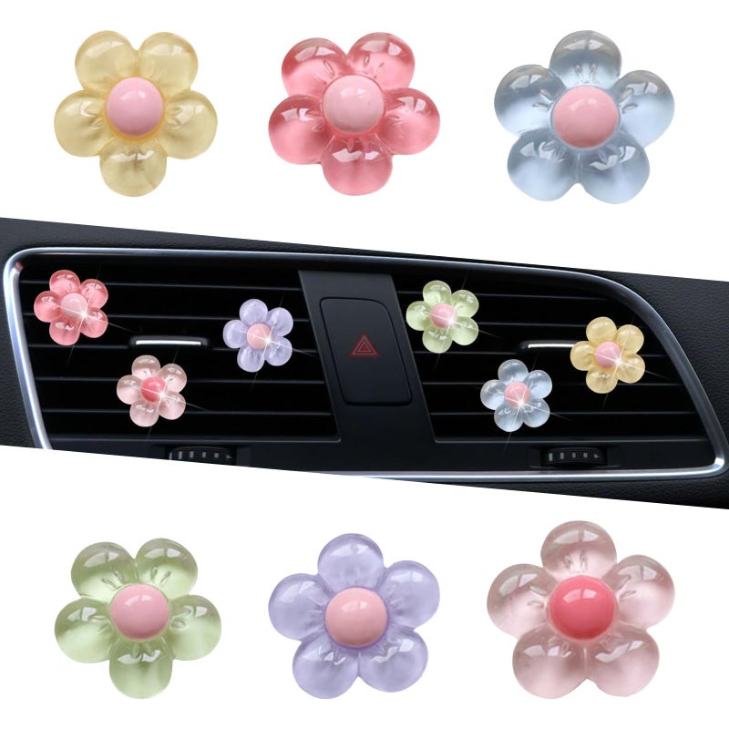 Ferianl 6PCS Flower Air Vent Clips Air Conditioner Outlet Decoration Cute Car Dashboard Accessories Universal Aut Interior Decorative Accessories for Women Girls - Image 3
