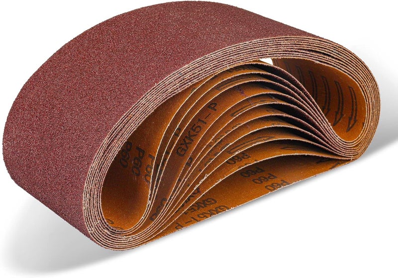 POTUINOM Sanding Belt 4 x 24 Inch,Belt Sander Belts 60 Grits,Best for Sanding Wood,Metal and Paint(10 Pack) - Image 1