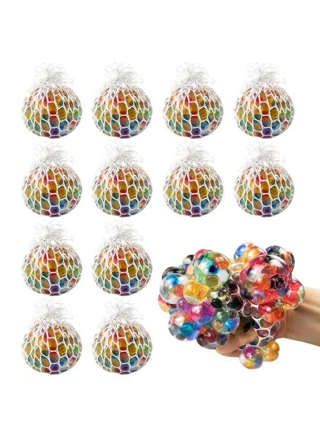 ZGWJ Anti-Stress Squishy Balls, Colorful Squeeze Grape Balls, Sensory Toy Filled with Water Beads - Anxiety Relief Stress Balls Toy Set for Kids and Adults - 12 Pack