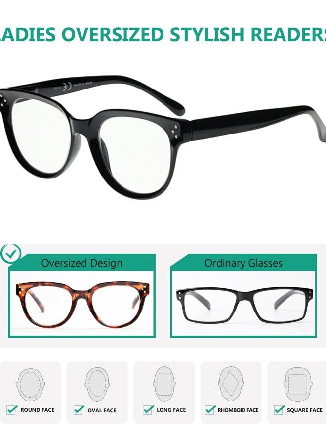 Eyekepper Oversize Reading Glasses Women Stylish Readers, Tortoise, One size - Image 4