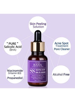 Cos De BAHA Only Salicylic Acid 2% Exfoliant Facial Serum With Niacinamide Bha For Peel Pore Cleaner Pore Refining Resurfacing Alcohol Free 1 Fl Oz (30Ml)  - Image 2