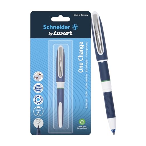 Luxor Schneider, One Change, Rollerball Pen, Pack of 1, Ink Colour- Green, 0.6 mm Cone Tip, Refillable Waterproof Ink, 1600 Metres Writing Length, Ideal For Professionals - Image 1