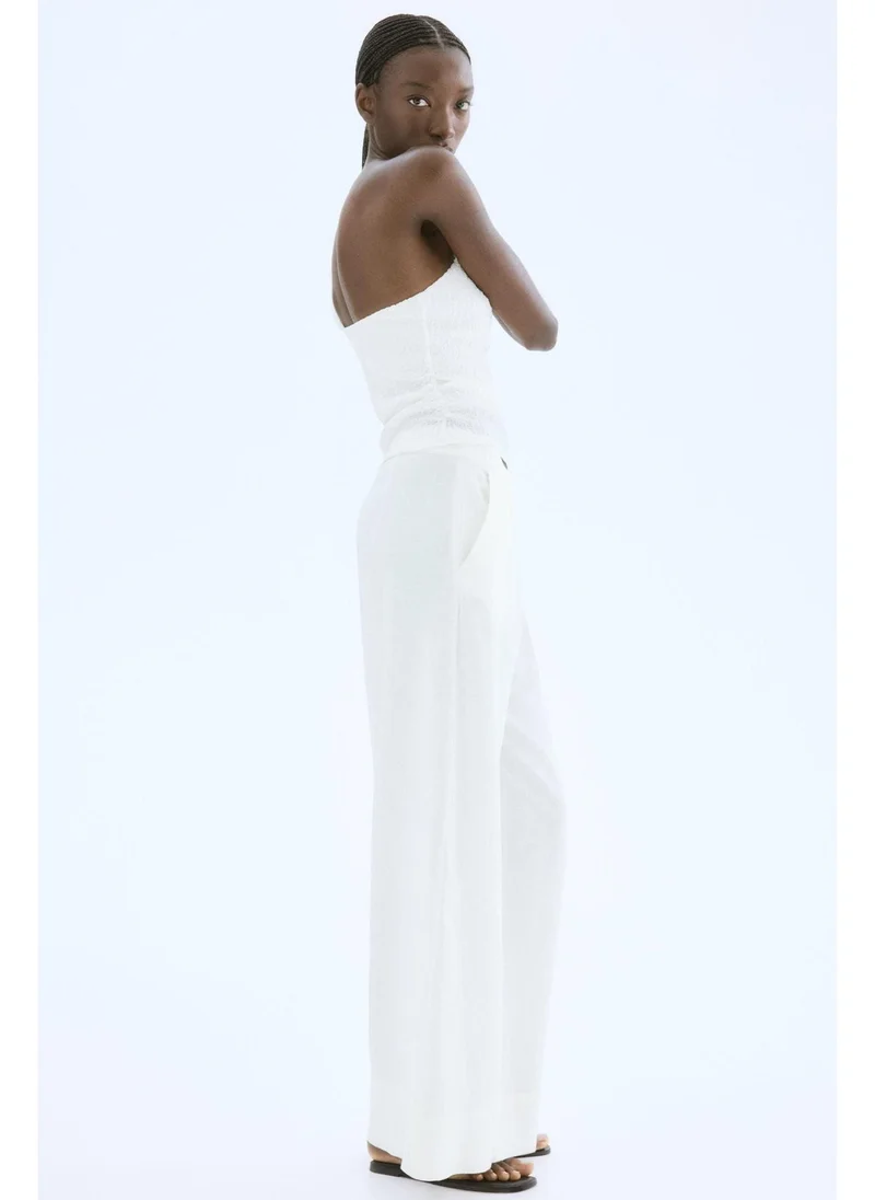 اتش اند ام Wide linen-blend trousers
