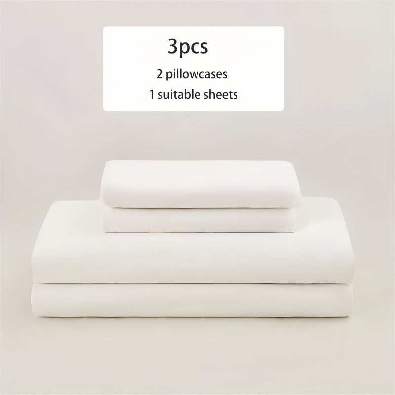 Ginger Queen Solid Color Brushed Bed Sheet and Pillowcase Set 3 Pieces Polyester Soft All Season Simple One Fitted Sheet Machine Washable - Image 1