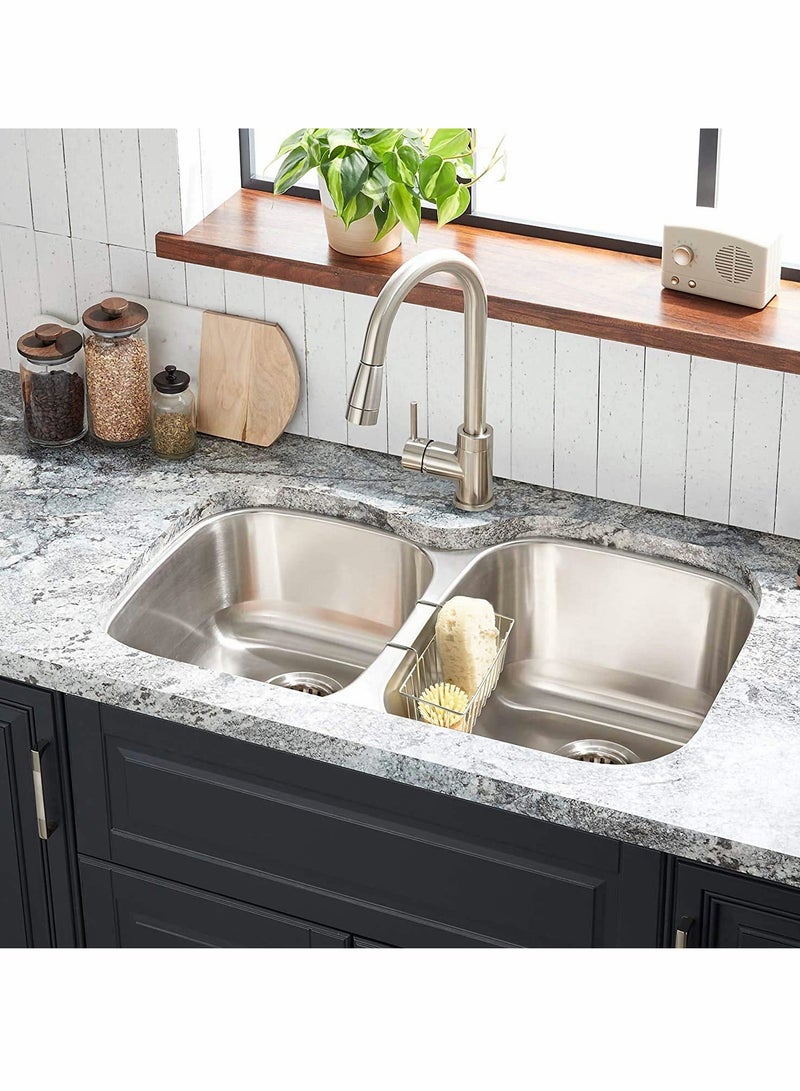 KASTWAVE Sink Caddy, Stainless Steel Dish Sponge Holder, Essential Kitchen Sink Organiser, Silver Hanging Basket Soap Dishwashing Liquid Drainer Rack Draining Basket - Image 4