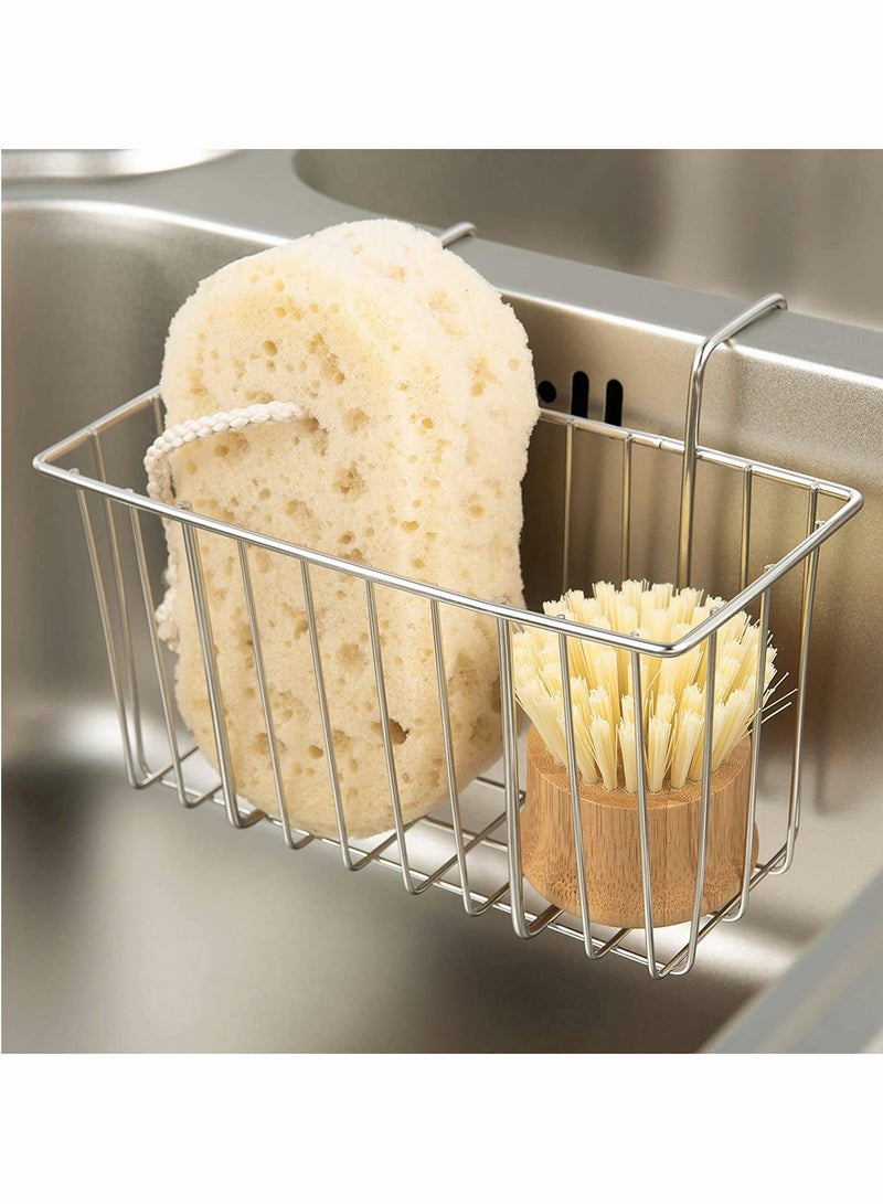 KASTWAVE Sink Caddy, Stainless Steel Dish Sponge Holder, Essential Kitchen Sink Organiser, Silver Hanging Basket Soap Dishwashing Liquid Drainer Rack Draining Basket - Image 3