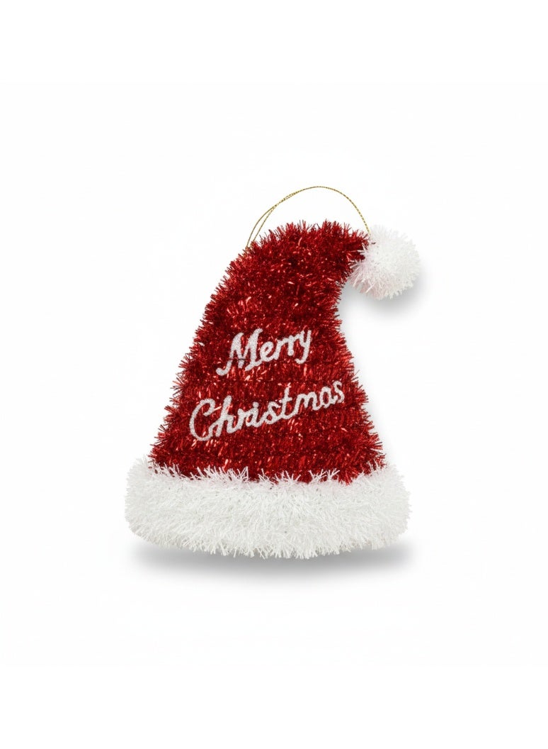 Toyland زينة حائط قبعة سانتا بالتل – حمراء وبيضاء "عيد ميلاد سعيد" زينة معلقة