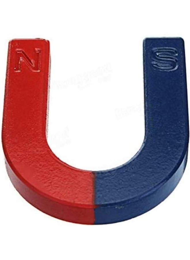 Royal Apex Royal Apex U Shaped Horseshoe Magnet Red Blue Painted Pole for Physics Experiment and Lab & Scientific Supplies Science Education (3 Inch)  - Image 1
