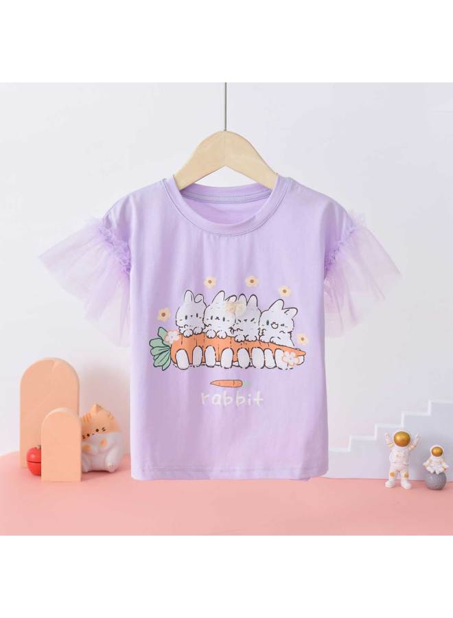 Bornbay summer Girls' Short-sleeve T-shirt - Lightweight, Airy & Skin-friendly - Image 2
