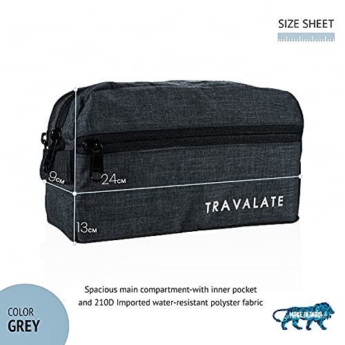 TRAVALATE Polyester Solid 13 Cms Travel Cosmetic Pouch (L_TR1580_Black) - Image 2