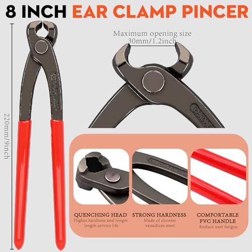 Fuzbaxy 360PCS 16 Sizes Single Ear Hose Clamp Kit with Crimping Pliers, 5.3-36.1mm 304 Stainless Steel PEX Crimp Clamps Assortment,Leak-Proof No-Drip Ear Clamps for Plumbing,Automotive Radiator Hose,Fuel Line - Image 4