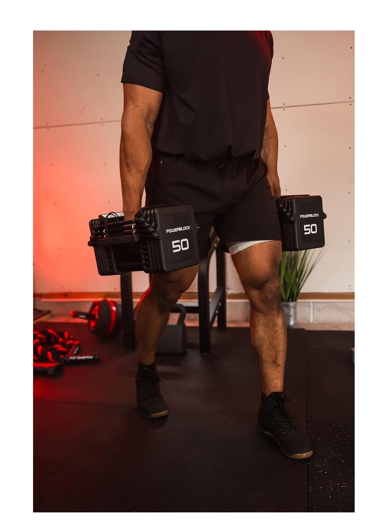 POWERBLOCK باور بلوك برو 100 EXP، مقبض TPR، دمبل قابل للتعديل، يتوسع من 5-40 رطل (زوج) - Image 2