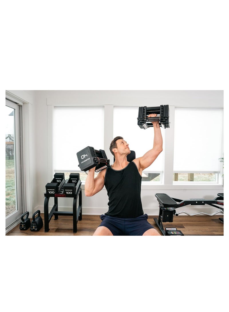 POWERBLOCK باور بلوك برو 100 EXP، مقبض TPR، دمبل قابل للتعديل، يتوسع من 5-40 رطل (زوج) - Image 4