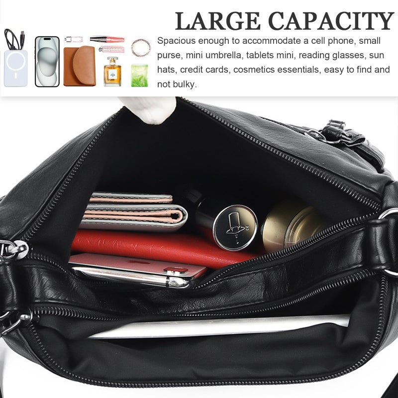 WITERY Women Soft PU Leather Crossboby Bag - Lightweight Multi-Pocket Shoulder Bag Pocketbooks Ladies Medium Purses Handbag Hobo Tote Bags Messenger Bags for Everyday Use/Shopping/Travel - Image 5
