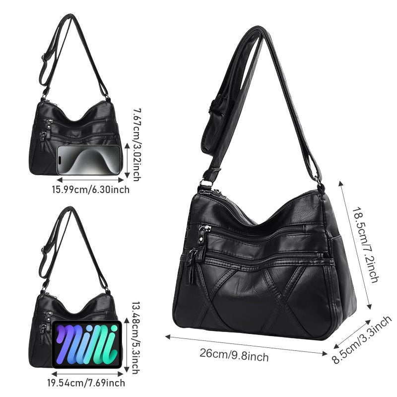WITERY Women Soft PU Leather Crossboby Bag - Lightweight Multi-Pocket Shoulder Bag Pocketbooks Ladies Medium Purses Handbag Hobo Tote Bags Messenger Bags for Everyday Use/Shopping/Travel - Image 3