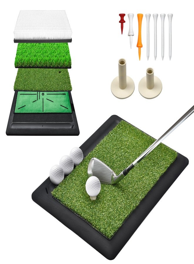 CasCartCade (Enlarged 4-in-1, Heavy Duty) Golf Hitting Mats, New Golf Bunker Mat with Swing Path Feedback, 4 Replaceable Mats Include Fairway, Rough, Track Mat and Bunker, with Non-Slip Heavy Duty Rubber Base - Image 1