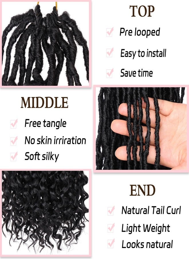 Xtrend 14 Inch Faux Locs Crochet Hair 7 Packs New Goddess Locs Crochet Hair Pre-Looped Nu Locs with Curly Ends Natural Black Synthetic Soft Locs Crochet Hair Extensions (12Strands/pack 1B#) - Image 3