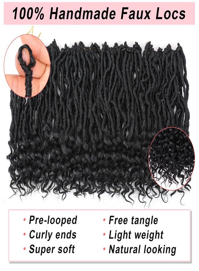Xtrend 14 Inch Faux Locs Crochet Hair 7 Packs New Goddess Locs Crochet Hair Pre-Looped Nu Locs with Curly Ends Natural Black Synthetic Soft Locs Crochet Hair Extensions (12Strands/pack 1B#) - Image 4