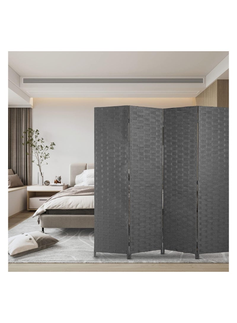 Hanaiette Room Dividers and Folding Privacy Screens 4 Panel  Foldable Portable Room Seperating Divider, Handwork Wood Mesh Woven Design Room Divider Wall, Room Partitions and Dividers Freestanding, Black  - Image 1
