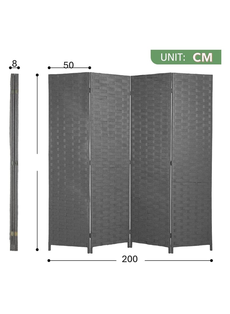 Hanaiette Room Dividers and Folding Privacy Screens 4 Panel  Foldable Portable Room Seperating Divider, Handwork Wood Mesh Woven Design Room Divider Wall, Room Partitions and Dividers Freestanding, Black  - Image 2