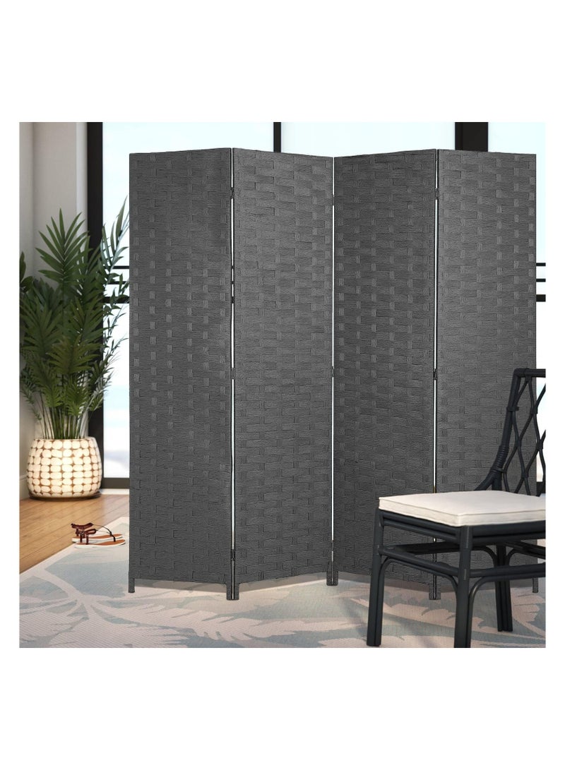 Hanaiette Room Dividers and Folding Privacy Screens 4 Panel  Foldable Portable Room Seperating Divider, Handwork Wood Mesh Woven Design Room Divider Wall, Room Partitions and Dividers Freestanding, Black  - Image 3