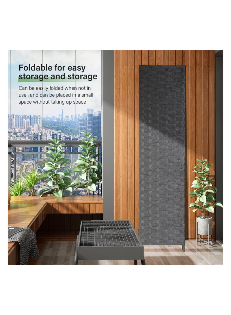 Hanaiette Room Dividers and Folding Privacy Screens 4 Panel  Foldable Portable Room Seperating Divider, Handwork Wood Mesh Woven Design Room Divider Wall, Room Partitions and Dividers Freestanding, Black  - Image 4