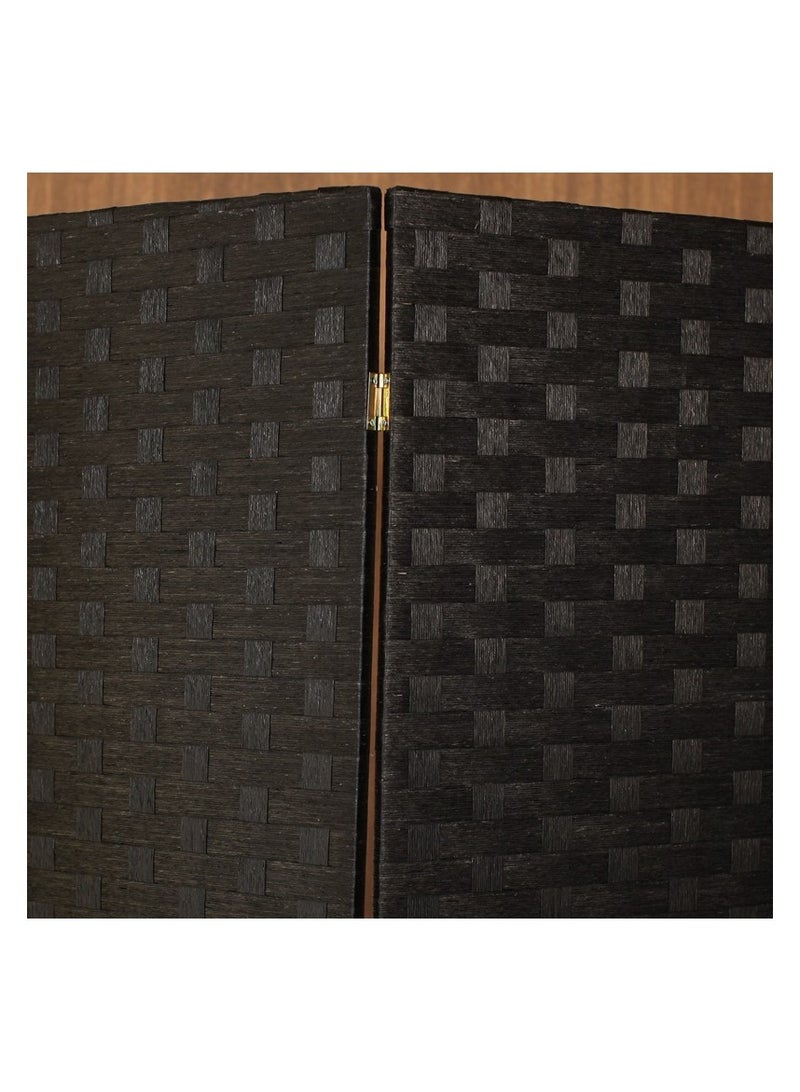 Hanaiette Room Dividers and Folding Privacy Screens 4 Panel  Foldable Portable Room Seperating Divider, Handwork Wood Mesh Woven Design Room Divider Wall, Room Partitions and Dividers Freestanding, Black  - Image 5
