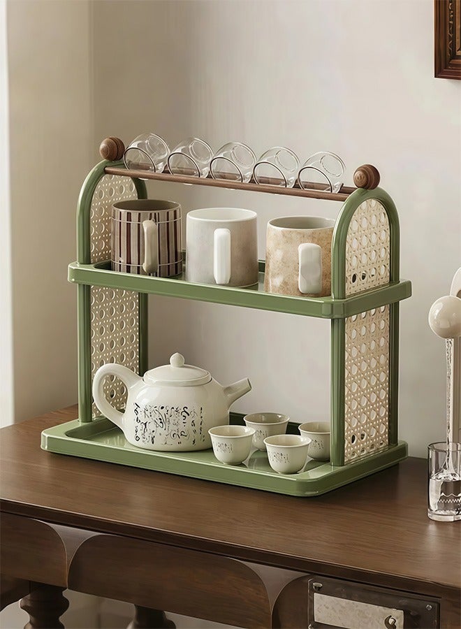 Sunnaltree 3 Tier Cup Drying Rack, Cup Storage Rack, Material Multi-Functional Storage Rack, Coffee Mug Racks Easy to Install and Clean, Countertop Organizer, for Home Bathroom Kitchen Glass cup and Food for Kitchen, Home, Coffee Bar (Green) - Image 1