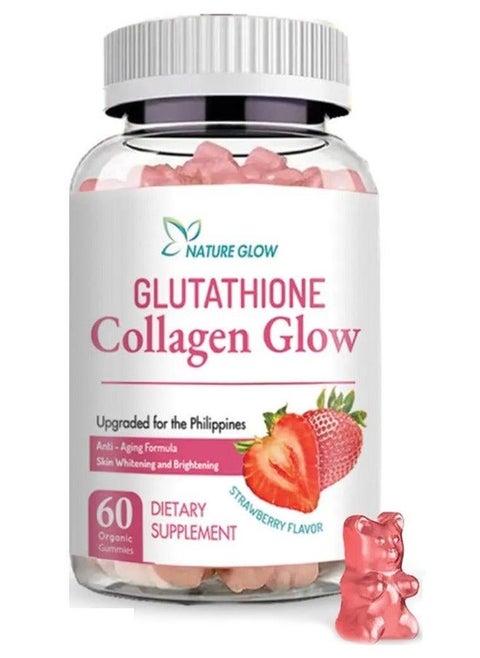 Glutathione Collagen Glow Anti-Aging Whitening and Brightening 60 Gummies Strawberry Flavor