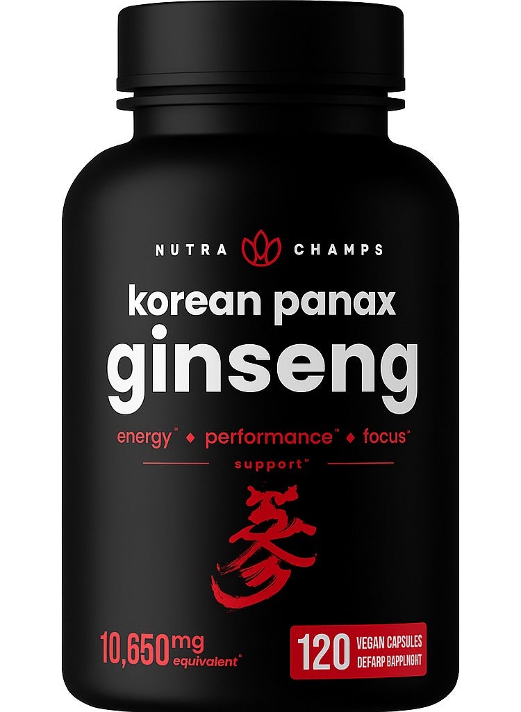 ناتشوراتشامبس نيوتراشامبس كبسولات الجينسنغ الكورية ريد باناكس | جينسينوسيدس بقوة اضافية للطاقة والتركيز والاداء والحيوية ودعم المناعة | مستخلص جذور الجينسنغ الكوري (120، احمر) - Image 1
