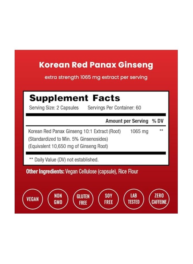 ناتشوراتشامبس نيوتراشامبس كبسولات الجينسنغ الكورية ريد باناكس | جينسينوسيدس بقوة اضافية للطاقة والتركيز والاداء والحيوية ودعم المناعة | مستخلص جذور الجينسنغ الكوري (120، احمر) - Image 3