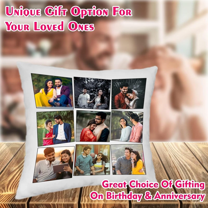 SAVRI Personalized 9 Photo Collage Cushion with Favorite Pictures Printed Valentines Day Surprise Gifts for Girlfriend Wife Husband Romantic Gifts for Him Her - Image 5