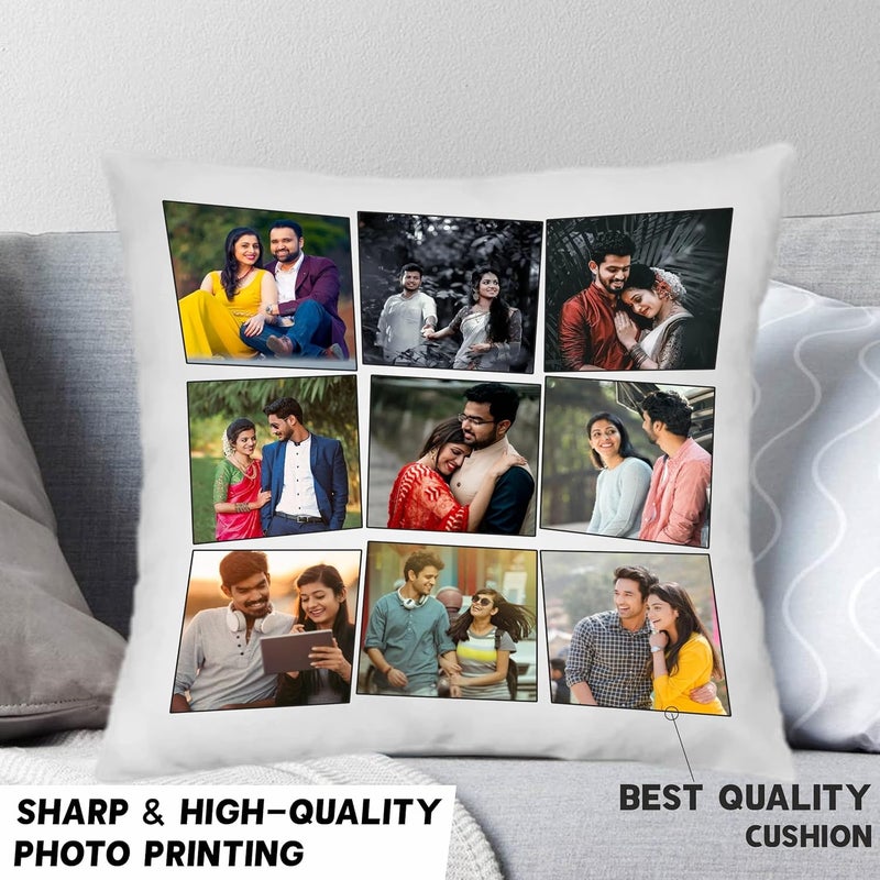 SAVRI Personalized 9 Photo Collage Cushion with Favorite Pictures Printed Valentines Day Surprise Gifts for Girlfriend Wife Husband Romantic Gifts for Him Her - Image 4