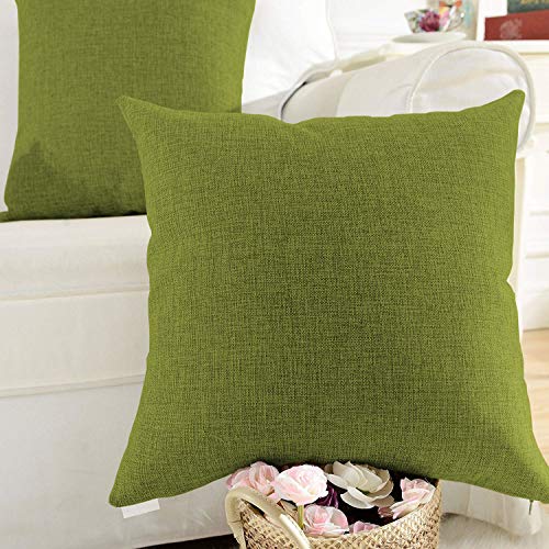 Khooti Jute Cushion Cover, Throw Pillow Cover for Couches, Chairs, Sofas, Beds, Coffee Tables, Living Rooms, Bedrooms, Modern Boho Design, 10x10 Inch | Mehandi | Set of 2 - Image 2