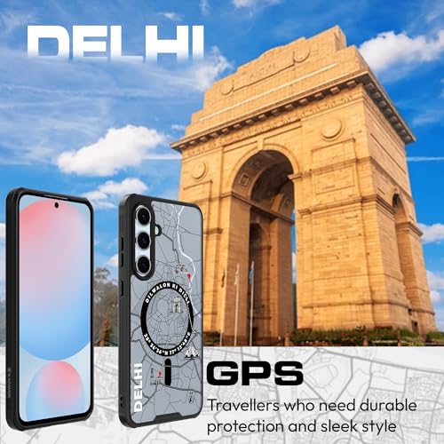 KAPAVER GPS Edition Back Cover Case Compatible with MagSafe, Magnetic Case for Galaxy S24 FE (Delhi-Black)(Polycarbonate + TPU) - Image 3