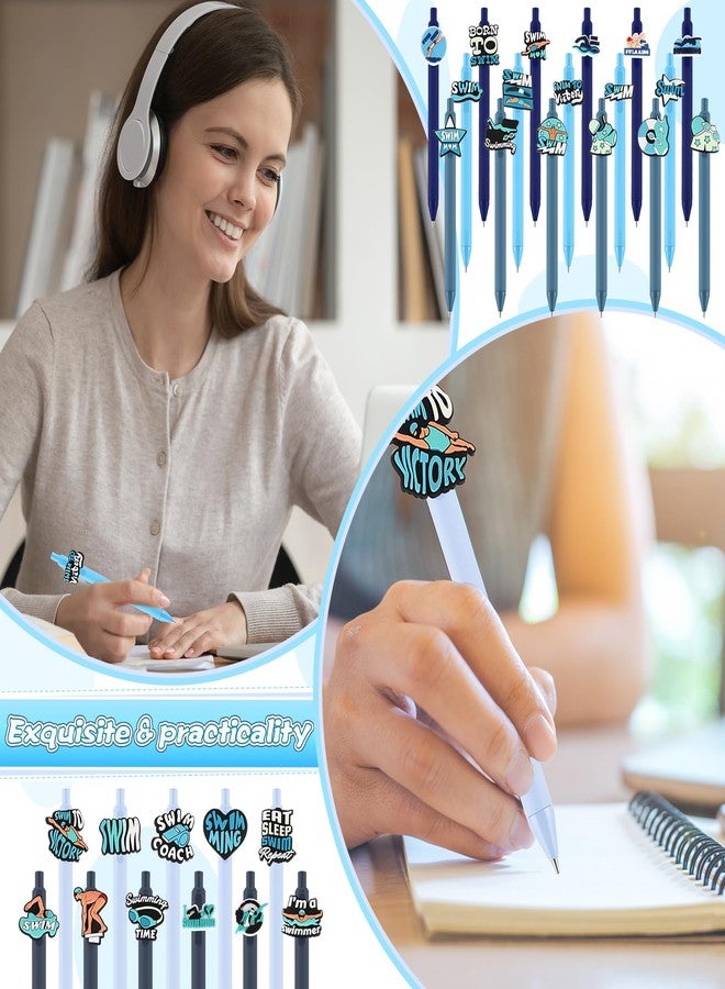 Feifeiya 30 Pcs Swim Party Favors Pool Ballpoint Pens Swim Coach Gifts Cute Retractable Black Gel Ink Pens Bulk for School Office Supplies - Image 5