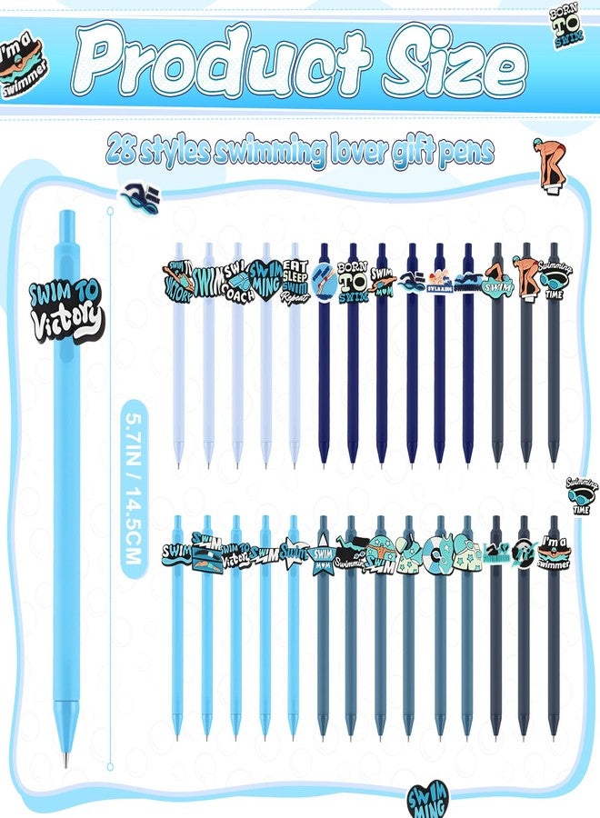 Feifeiya 30 Pcs Swim Party Favors Pool Ballpoint Pens Swim Coach Gifts Cute Retractable Black Gel Ink Pens Bulk for School Office Supplies - Image 2