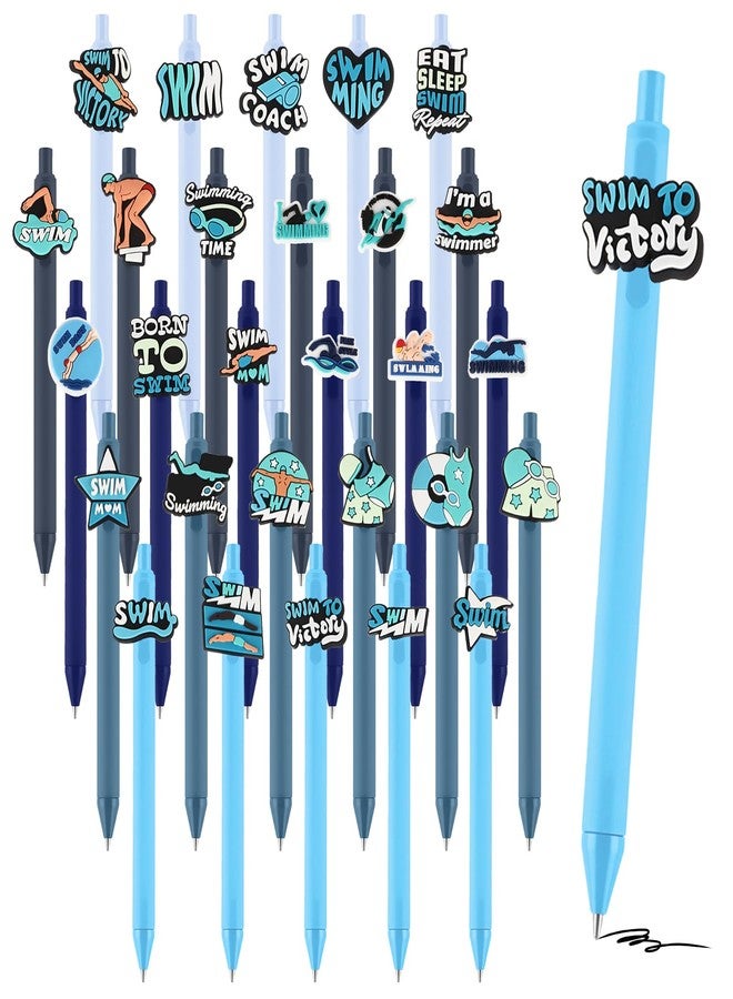 Feifeiya 30 Pcs Swim Party Favors Pool Ballpoint Pens Swim Coach Gifts Cute Retractable Black Gel Ink Pens Bulk for School Office Supplies - Image 1