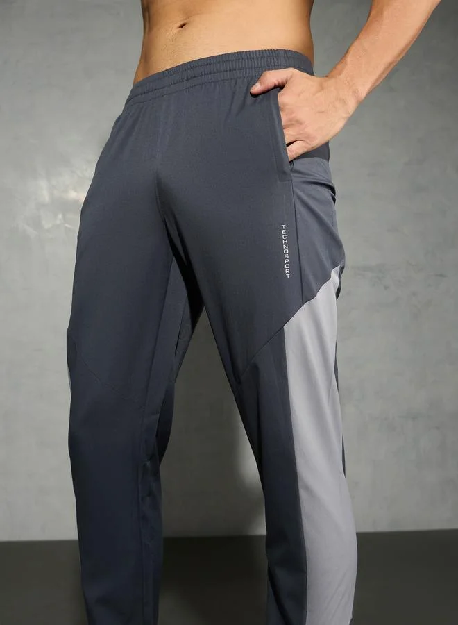 Technosport Technosport Men Grey Relaxed Fit Contrast Panel Track Pants