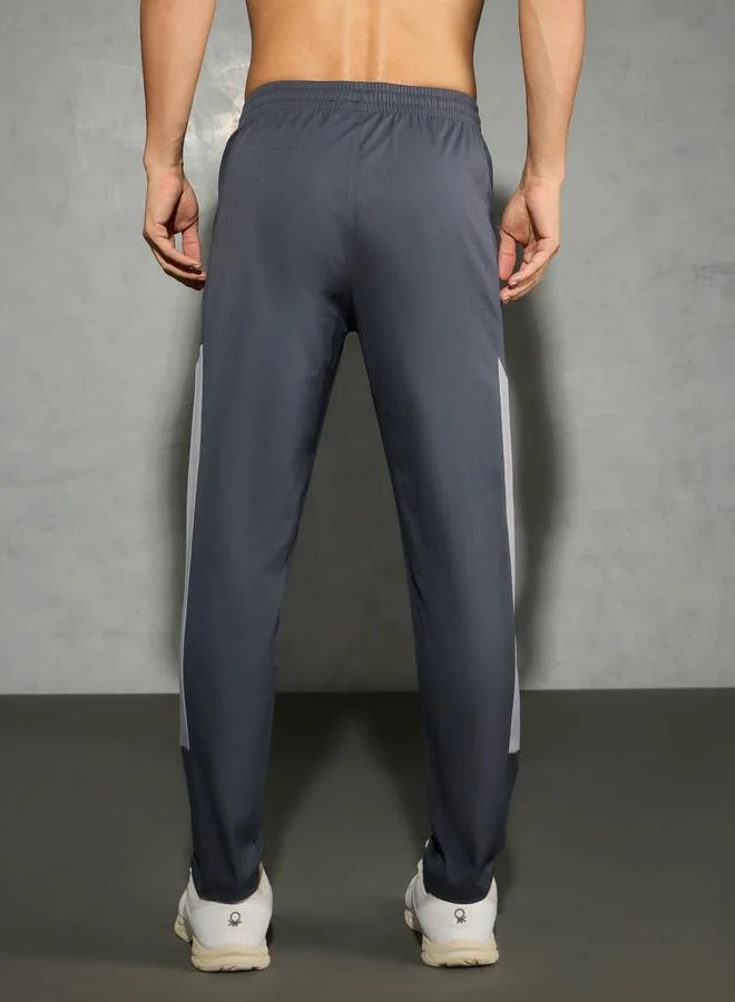 Technosport Technosport Men Grey Relaxed Fit Contrast Panel Track Pants