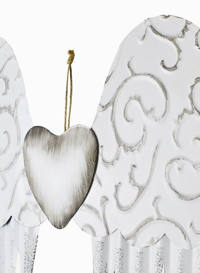 Morning View Angel Wings Wall Decor Hanging Metal Angel Wing Wall Sculpture Rustic Large Decorative Angel Wings Wall Art Plaque Outdoor Indoor for Room Home Yard Garden White (23.6 Inches Tall) - Image 5