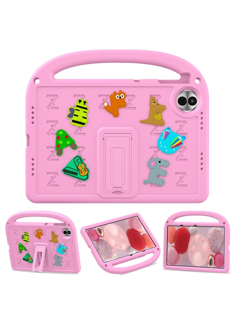 Kids Case For Honor Pad 10 12.1 Inch Released 2025, EVA Foam Lightweight Shockproof Duarable Tablet Cover with Handle Stand Case For Children Firendly (Pink) - Image 1