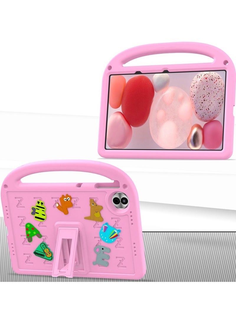 Kids Case For Honor Pad 10 12.1 Inch Released 2025, EVA Foam Lightweight Shockproof Duarable Tablet Cover with Handle Stand Case For Children Firendly (Pink) - Image 2