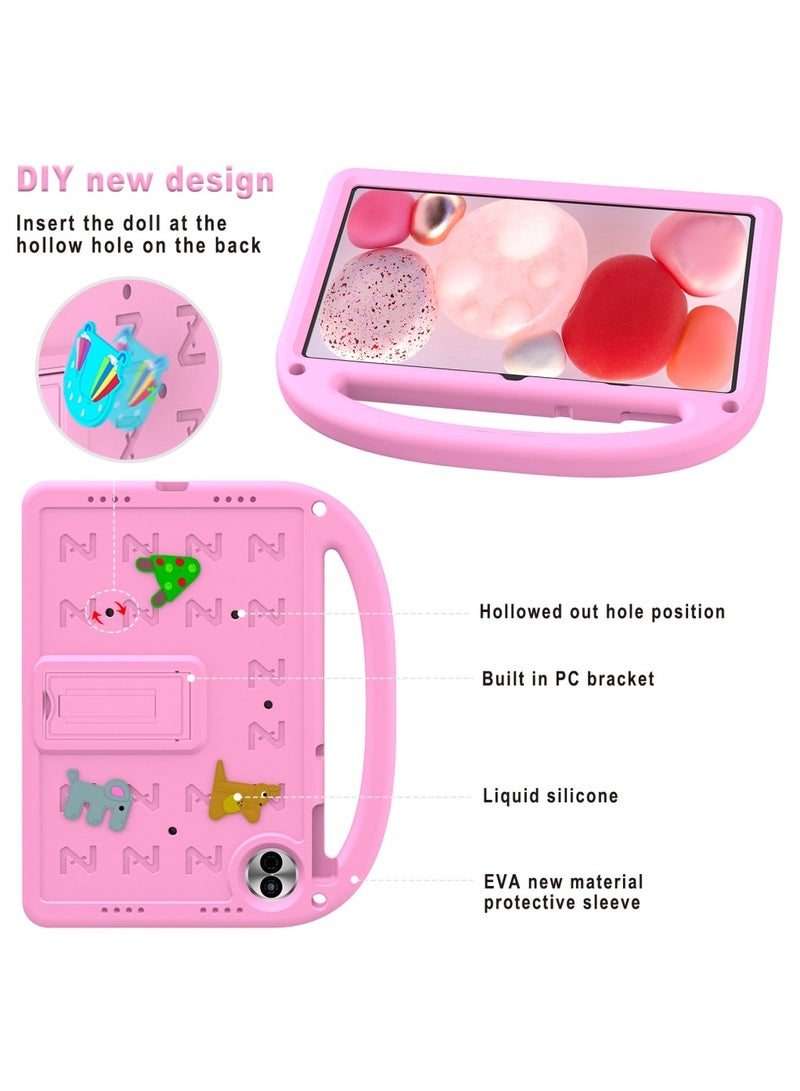 Kids Case For Honor Pad 10 12.1 Inch Released 2025, EVA Foam Lightweight Shockproof Duarable Tablet Cover with Handle Stand Case For Children Firendly (Pink) - Image 4
