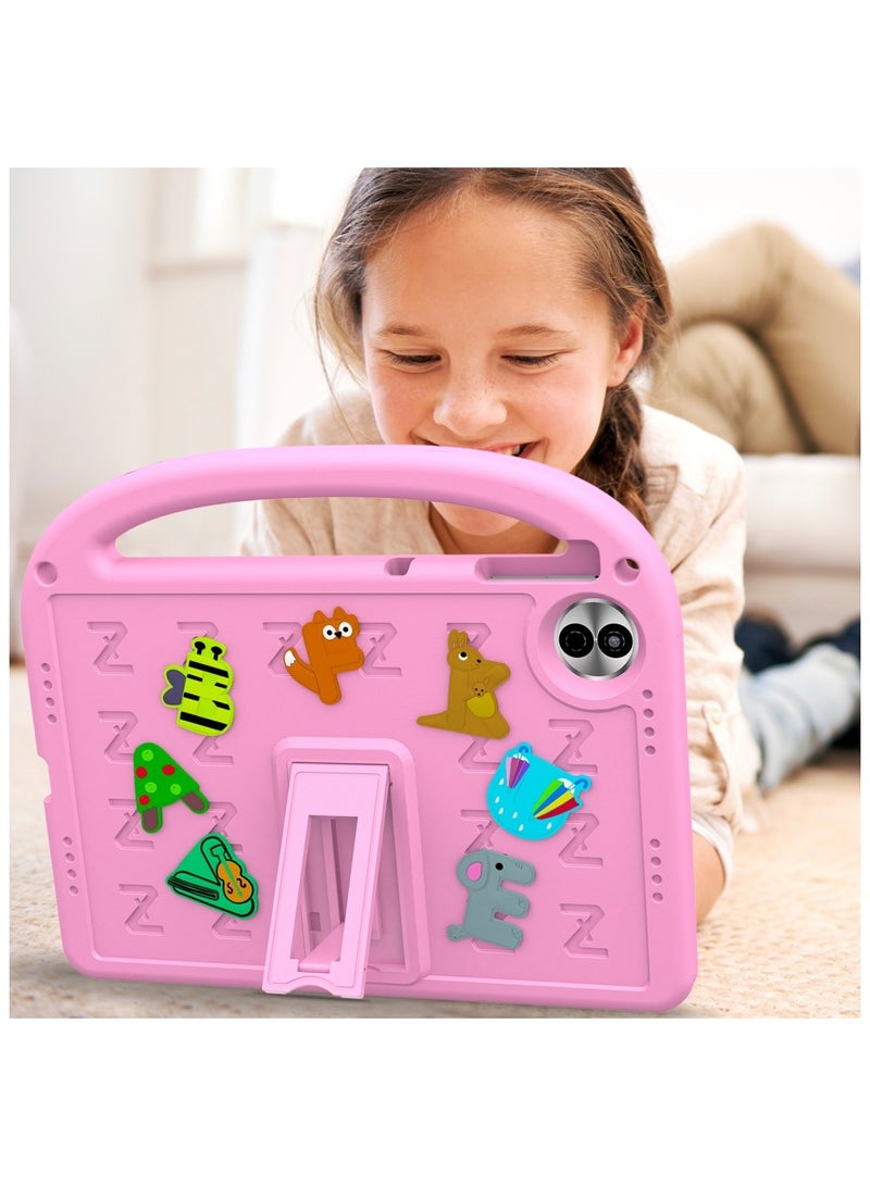 Kids Case For Honor Pad 10 12.1 Inch Released 2025, EVA Foam Lightweight Shockproof Duarable Tablet Cover with Handle Stand Case For Children Firendly (Pink) - Image 5